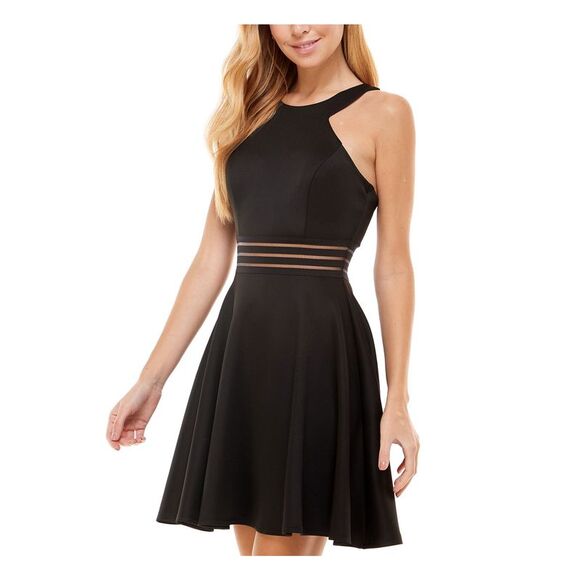 CITY STUDIO Dresses & Skirts - CITY STUDIO Womens Black Sleeveless Short Evening Fit + Flare Dress 15